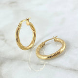 Hoop Earrings Mary 2.3gr / 2.4cm / Combined Three Lines 18K Yellow Gold