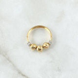 Trio Ball Ring 1.4gr / T5 1/2 / 5mm Diamond-Cut Balls Two 18K Yellow White Golds ©
