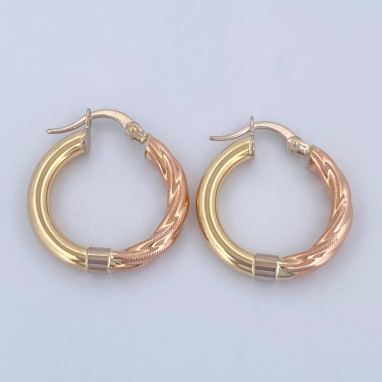 Lady Hoop Earrings 2.9gr / 3/4 in / Three 18K Golds &