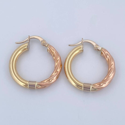 Lady Hoop Earrings 2.9gr / 3/4 in / Three 18K Golds &