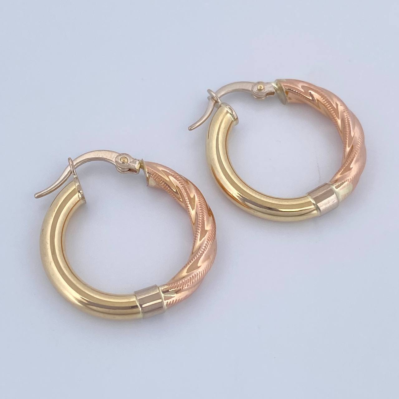 Lady Hoop Earrings 2.9gr / 3/4 in / Three 18K Golds &