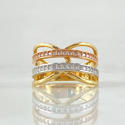 Anillo Lineas Cruzadas 5.2gr / T7 / Oro 18K