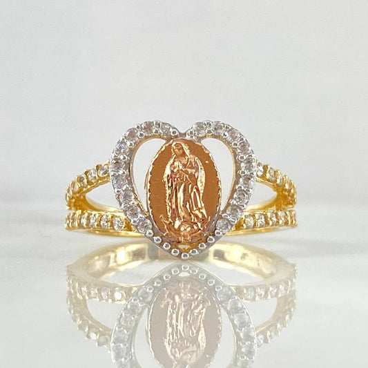 Anillo Corazon Virgen Guadalupe 3.35gr / T6 1/2 / Oro 18K