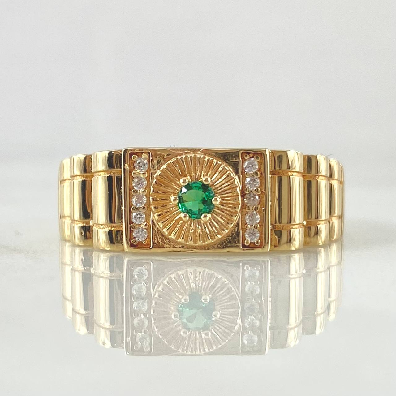 Anillo Sello Aro Rayado 3.9g / T9 Oro Amarillo 18K