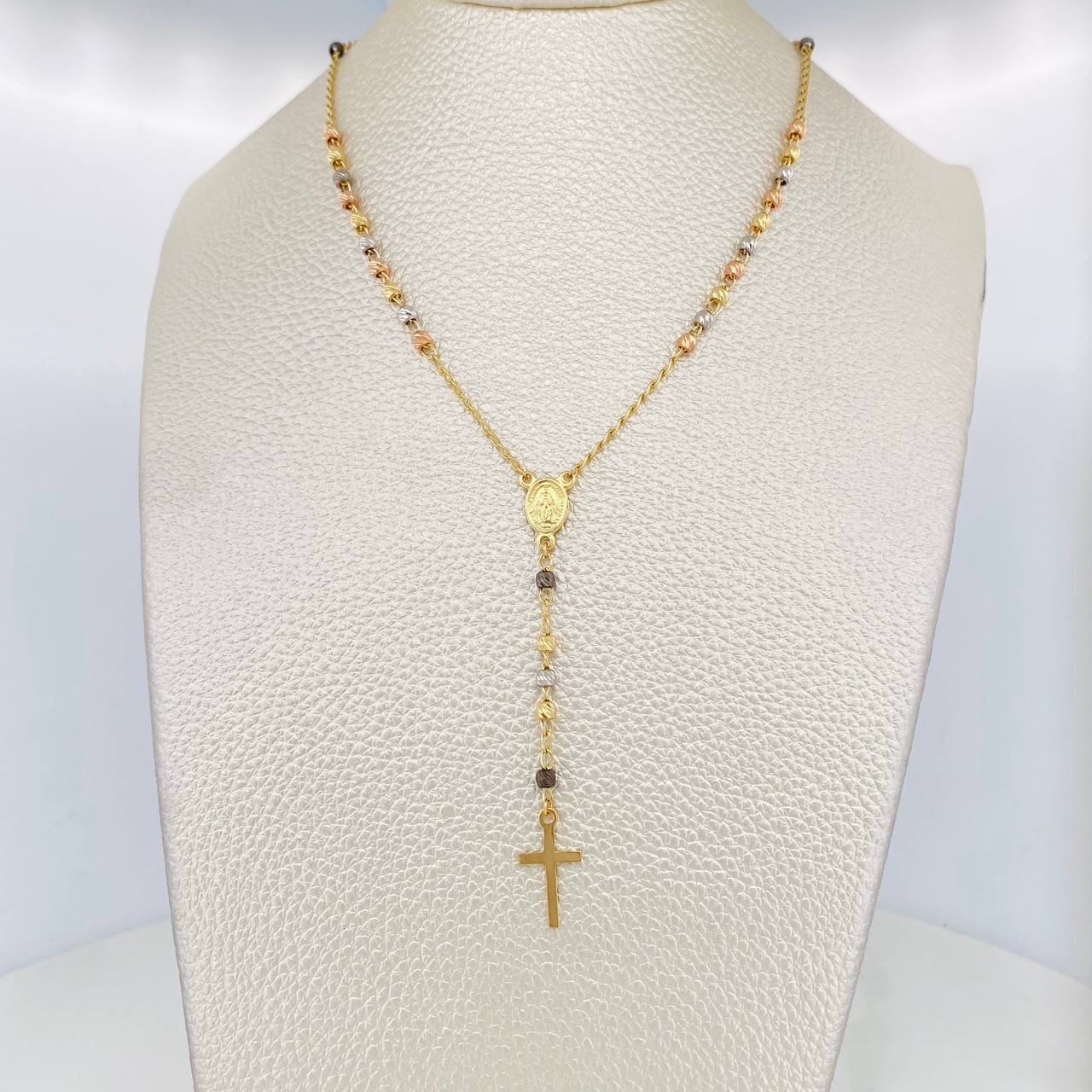 Miraculous Virgin Rosary 5.95g / 22 in / 3mm Four Golds 18K