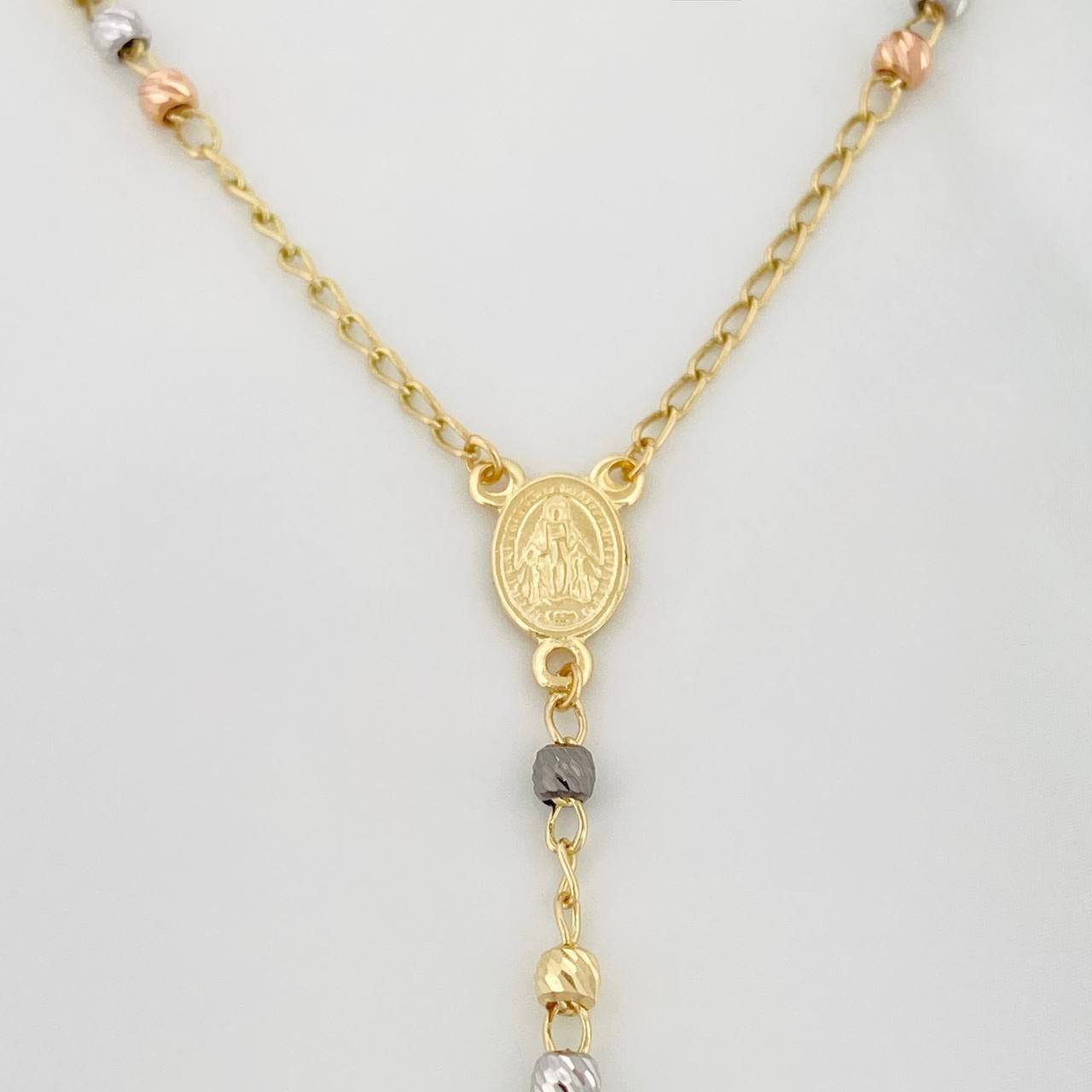 Miraculous Virgin Rosary 5.95g / 22 in / 3mm Four Golds 18K
