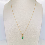 Set Cadena Veneciana + Dije Carril Recto Esmeralda 10Pts / 1.6 g / 20 in Oro Amarillo 18K