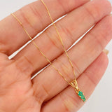 Set Cadena Veneciana + Dije Carril Recto Esmeralda 10Pts / 1.6 g / 20 in Oro Amarillo 18K