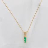 Set Cadena Veneciana + Dije Carril Recto Esmeralda 10Pts / 1.6 g / 20 in Oro Amarillo 18K