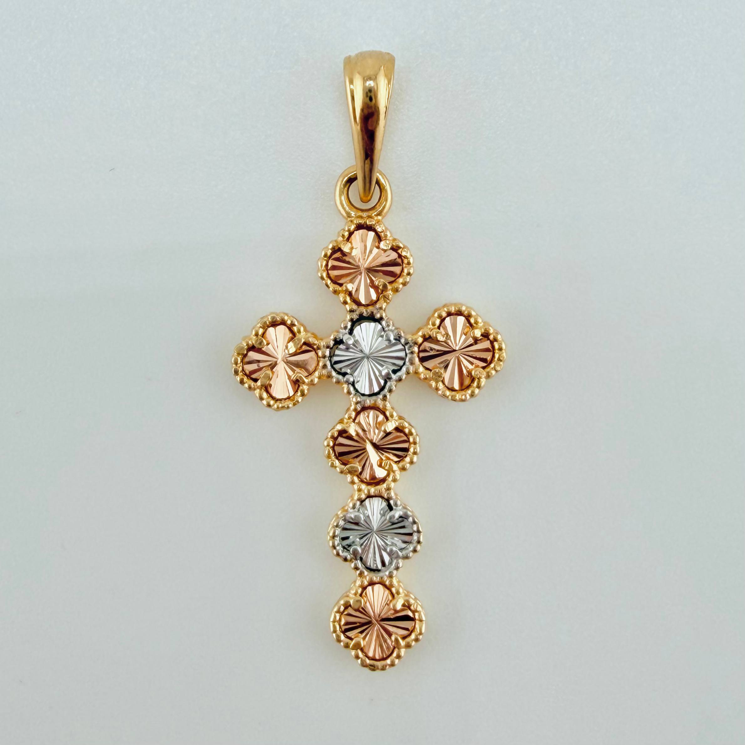 Dije Cruz Trebol 2.45gr / 1 1/2 in / Tres Oros Nac.Esp. 18K *