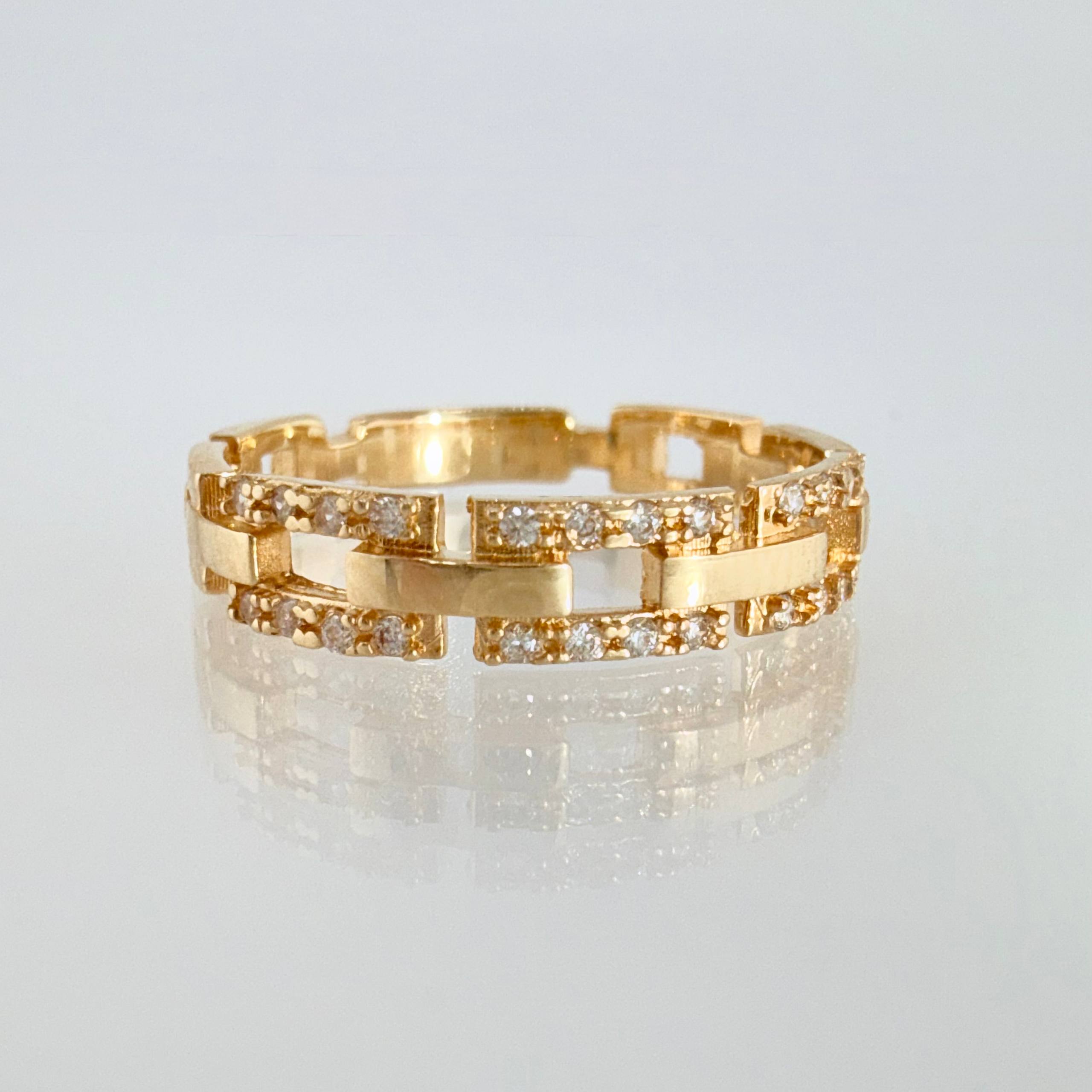 Anillo Cajón Tupido 2.6gr / T8 / Oro Amarillo 18K ©