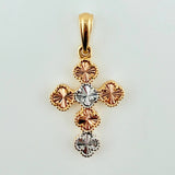 Dije Trebol Rosa Blanco 2.35gr / 1 1/4 in / Tres Oros Nac.Esp. 18K ©