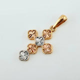 Dije Trebol Rosa Blanco 2.35gr / 1 1/4 in / Tres Oros Nac.Esp. 18K ©