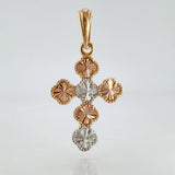 Dije Trebol Rosa Blanco 2.35gr / 1 1/4 in / Tres Oros Nac.Esp. 18K ©