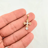 Dije Trebol Rosa Blanco 2.35gr / 1 1/4 in / Tres Oros Nac.Esp. 18K ©