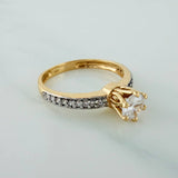 Anillo Solitario Churumbela 2.75gr / T6 1/2 / 1 in / Dos Oros Amarillo Blanco 18K $