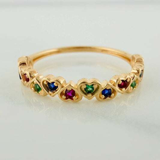 Anillo Corazones Intercalados 1.65gr / T6 1/2 / 3/4 in / Oro Amarillo 18K $