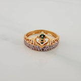 Anillo Corona 2.75gr / T6 1/4 / 3/4 in / Dos Oros Amarillo Blanco 18K $