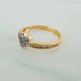 Anillo Corazon Tupido 2.4gr / T8 / 1 in / Dos Oros Amarillo Blanco 18K $