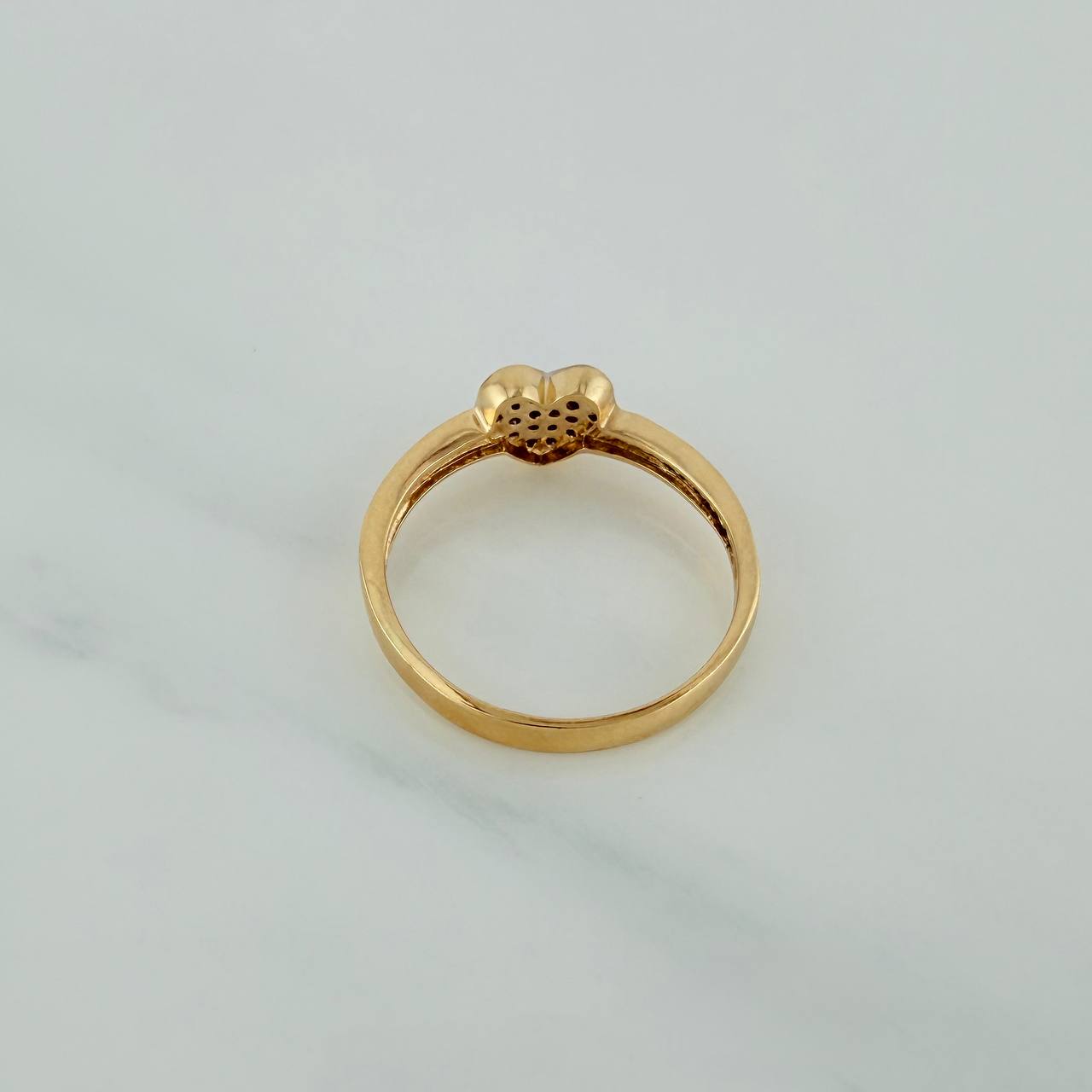Anillo Corazon Tupido 2.4gr / T8 / 1 in / Dos Oros Amarillo Blanco 18K $