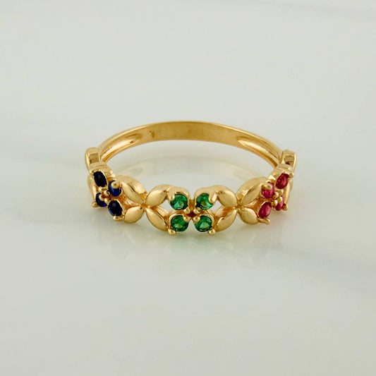 Anillo Flores 2.15gr / T7 1/4 / 3/4 in / Oro Amarillo 18K $