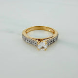 Anillo Solitario Puente 3.25gr / T7 / 1 in / Dos Oros Amarillo Blanco 18K $