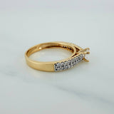 Anillo Solitario Puente 3.25gr / T7 / 1 in / Dos Oros Amarillo Blanco 18K $