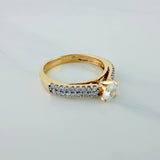 Anillo Solitario Puente 3.25gr / T7 / 1 in / Dos Oros Amarillo Blanco 18K $