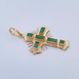 Flat Aurora Cross Pendant 1.9gr / 1 1/4 in / 18K Yellow Gold &