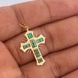Flat Aurora Cross Pendant 1.9gr / 1 1/4 in / 18K Yellow Gold &