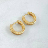 Rustic Hoop Earrings 2.45gr / 1.2cm (0.5in) / Special Pearl 18K Gold *