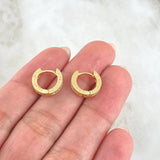 Rustic Hoop Earrings 2.45gr / 1.2cm (0.5in) / Special Pearl 18K Gold *