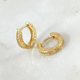 Rustic Hoop Earrings 2.45gr / 1.2cm (0.5in) / Special Pearl 18K Gold *