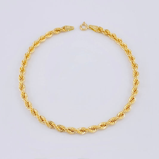 Rope Bracelet 3.75gr / 8 1/4 in / 3.8mm Yellow Gold +3 18K