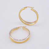 Candongas Jessi 3.75 g / 1 1/4 in Dos Oros Amarillo Blanco 18K