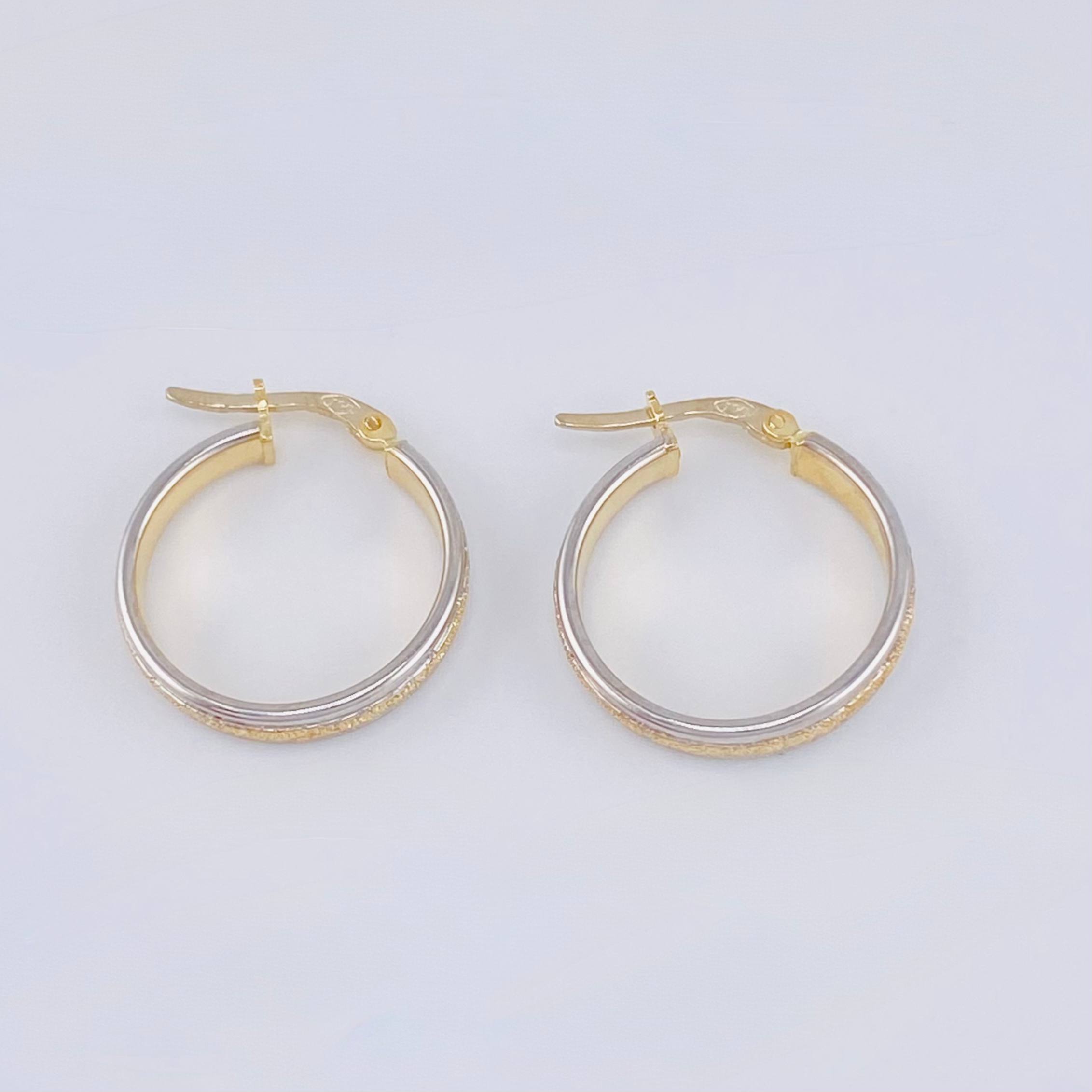 Hoop Earrings Carril Scaled 2.25 g / 3/4 in Two Golds Yellow White 18K