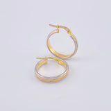 Candongas Carril Escamada 2.25 g / 3/4 in Dos Oros Amarillo Blanco 18K