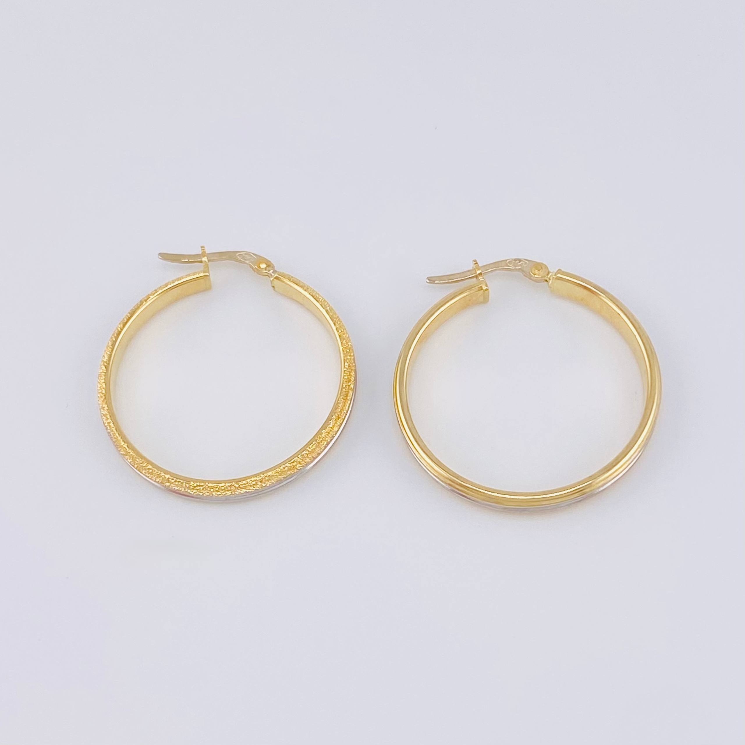Candongas Carril Escamada 3.1 g / 1 1/4 in Dos Oros Amarillo Blanco 18K