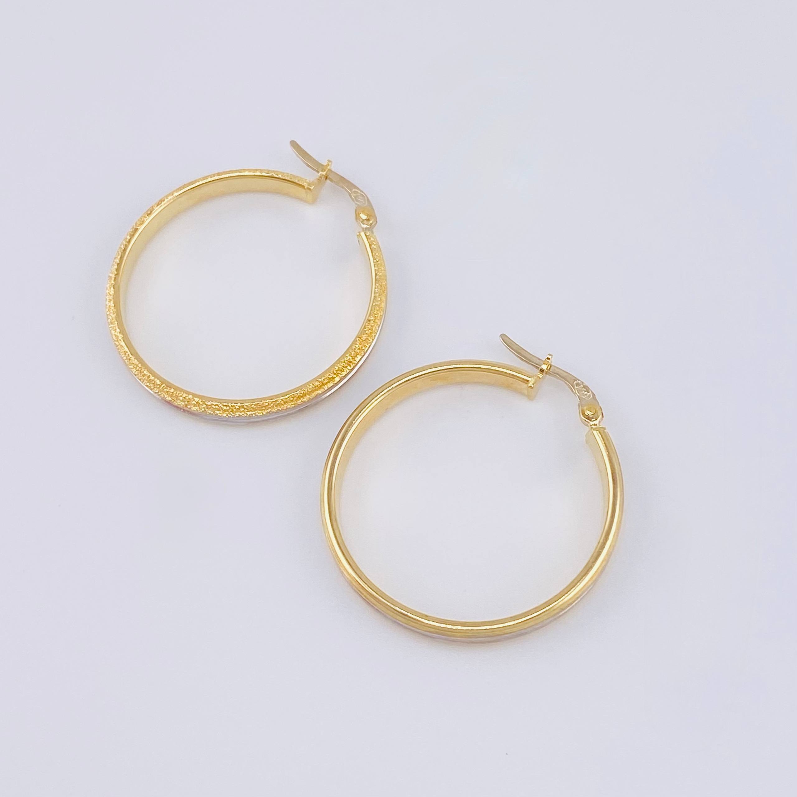 Candongas Carril Escamada 3.2 g / 1 1/4 in Dos Oros Amarillo Blanco 18K