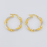 Hoop Earrings Ferchi Spiral 3.45 g / 1 1/4 in Two Golds Yellow White 18K
