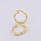 Hoop Earrings Ferchi Spiral 3.45 g / 1 1/4 in Two Golds Yellow White 18K