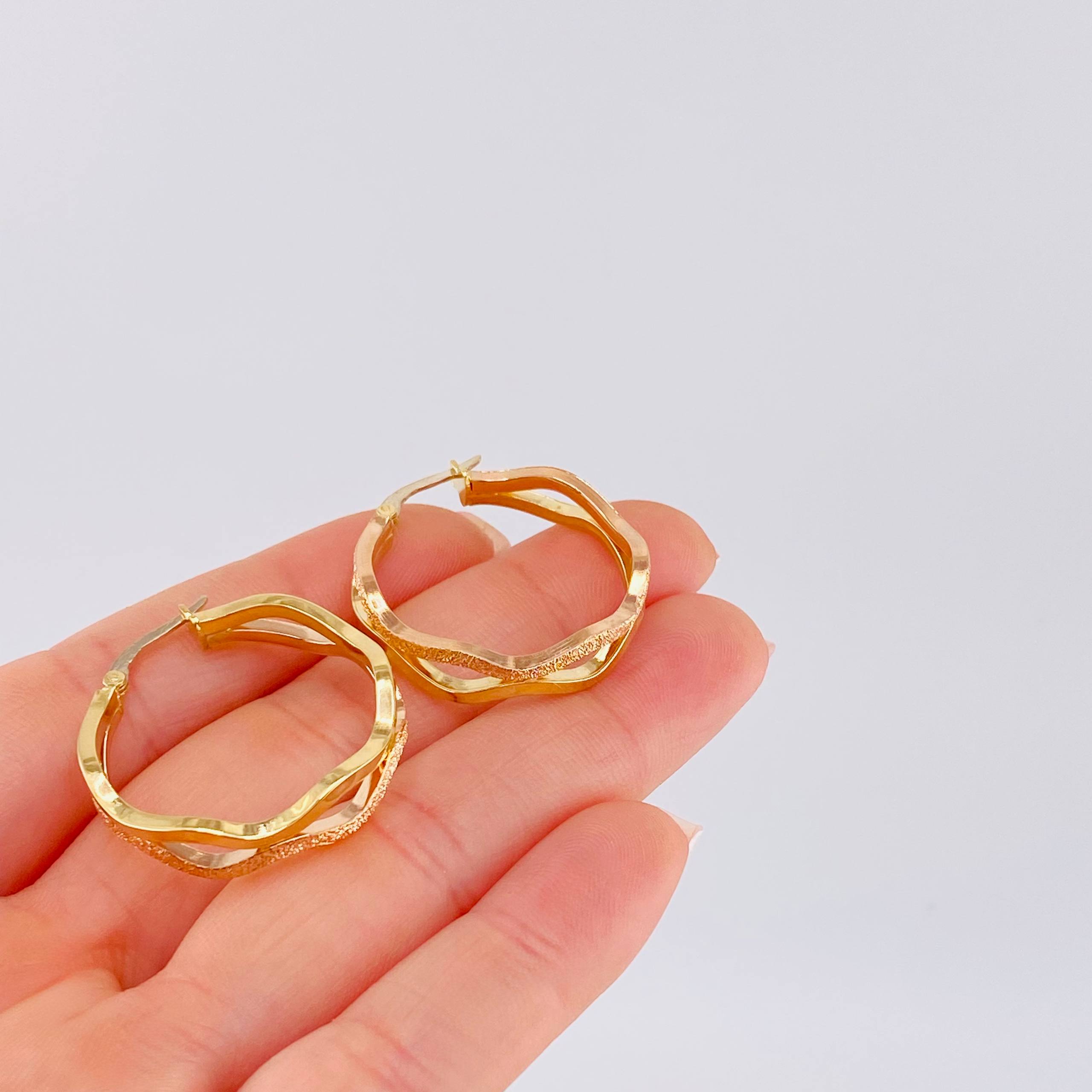 Candongas Infi 4.05 g / 1 1/4 in Dos Oros Amarillo Rosa 18K