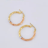 Hoop Earrings Lady 2.8 g / 1 1/4 in Three-Tone Gold 18K