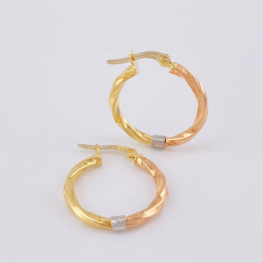 Hoop Earrings Lady 2.15 g / 1 in Three Golds 18K