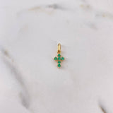 Pendant Mini Cross 0.6gr / 1.5cm / Emerald 30 Pts 18K Yellow Gold (Jewel) &