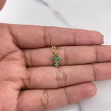 Pendant Mini Cross 0.6gr / 1.5cm / Emerald 30 Pts 18K Yellow Gold (Jewel) &