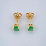 Stud Earrings Four Claws Emerald 1gr / 18K Gold $