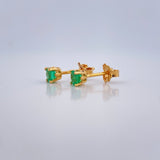 Stud Earrings Four Claws Emerald 1gr / 18K Gold $