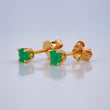 Stud Earrings Four Claws Emerald 0.95gr / 18K Yellow Gold &