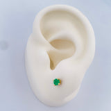 Stud Earrings Four Claws Emerald 0.95gr / 18K Yellow Gold &